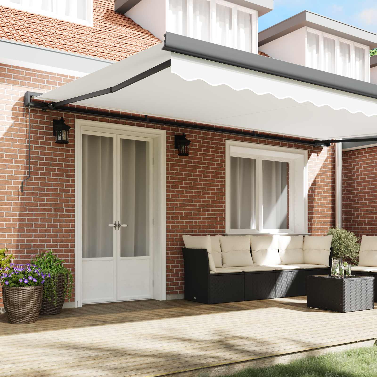 Tenda retrattile Bianco 500 × 300 cm Tela e Alluminio