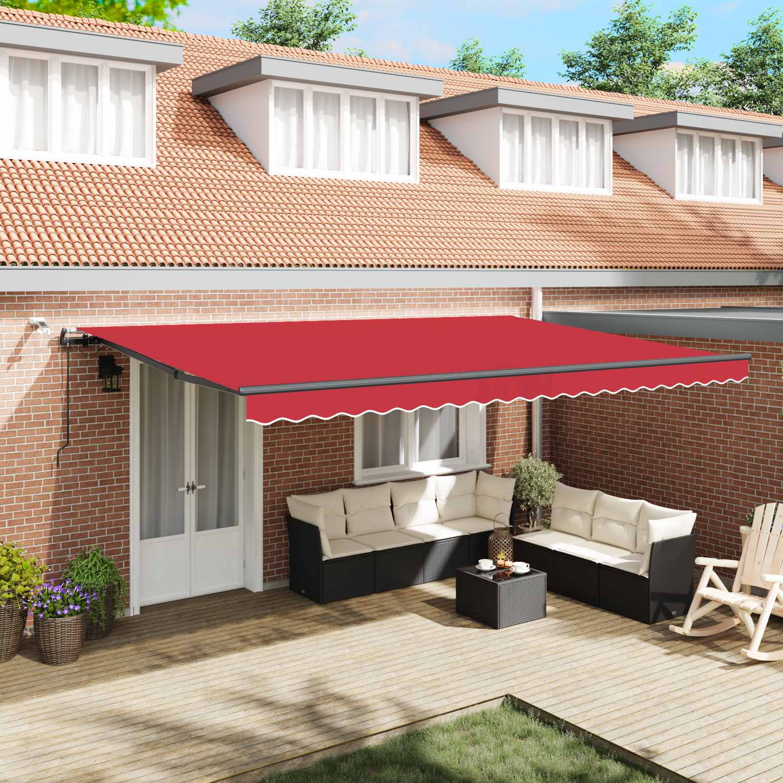 Tenda retrattile Rosso 500 × 300 cm Poliestere