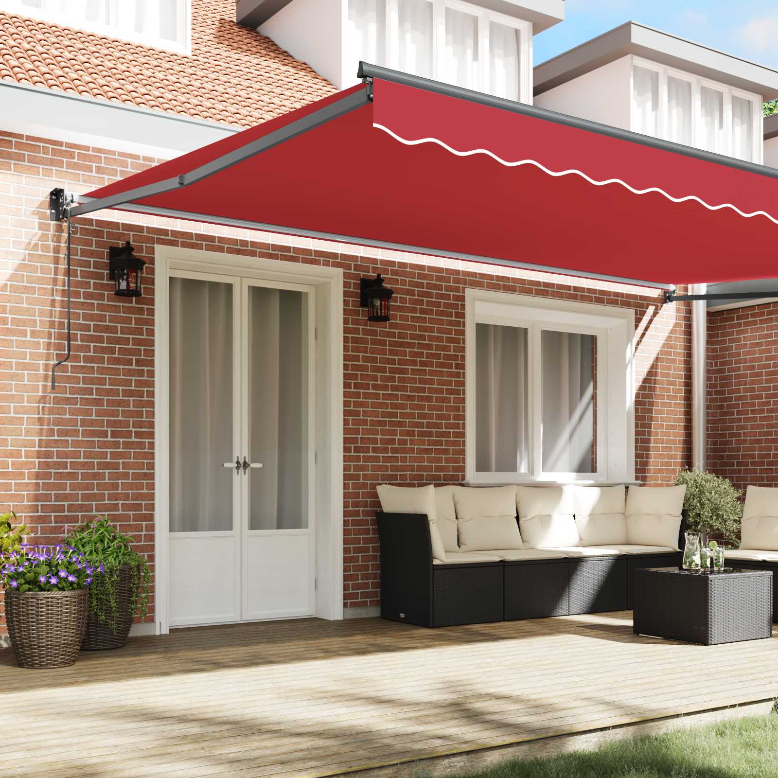 Tenda retrattile Rosso 500 × 300 cm Poliestere e Metallo