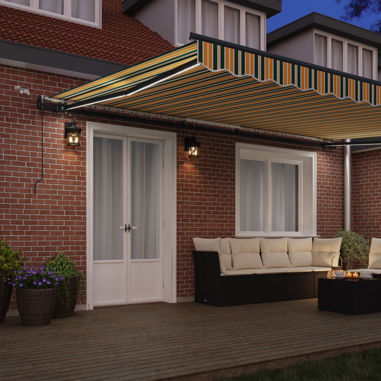 Tenda retrattile Verde e giallo 500 × 300 cm Poliestere