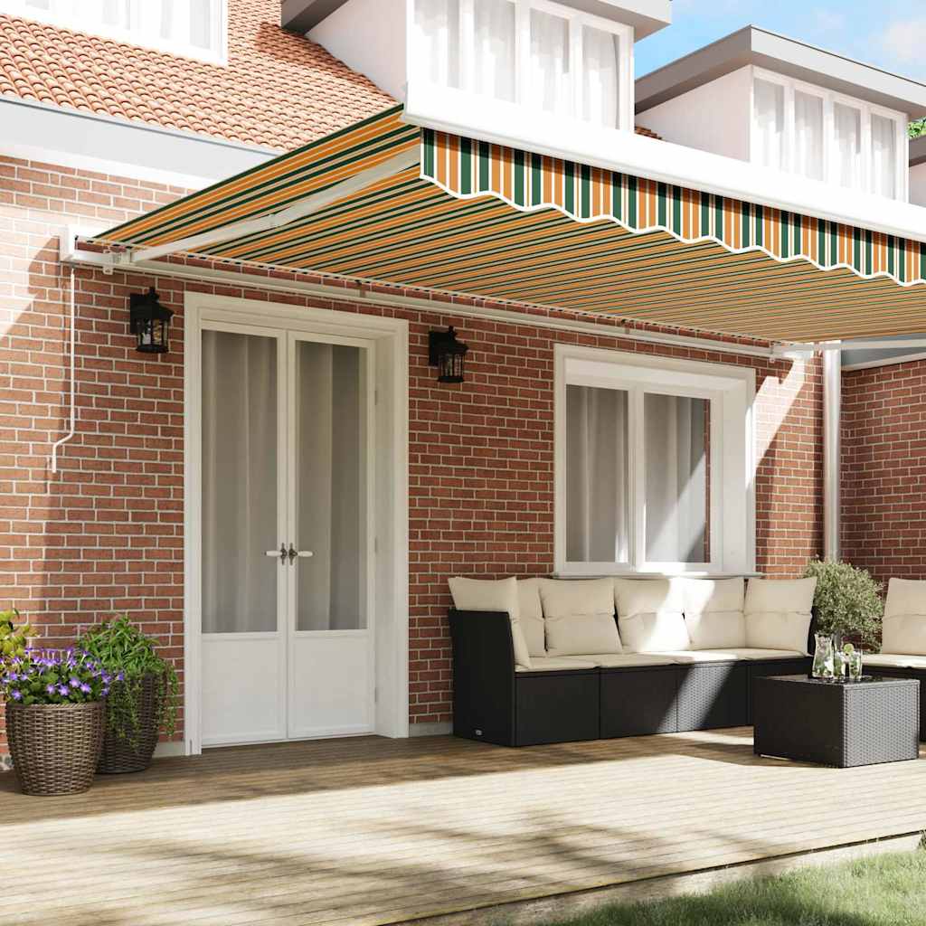 Tenda retrattile Verde e Giallo 500 × 300 cm Tela e Alluminio