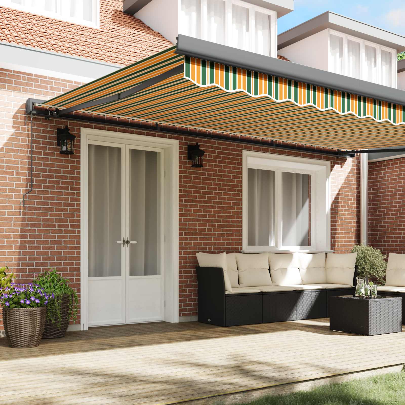 Tenda retrattile Verde e Giallo 500 × 300 cm Tela e Alluminio