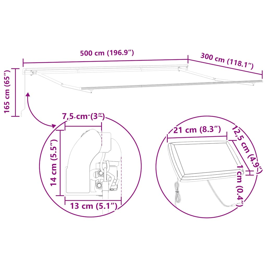 Tenda retrattile Verde e Bianco 500 × 300 cm