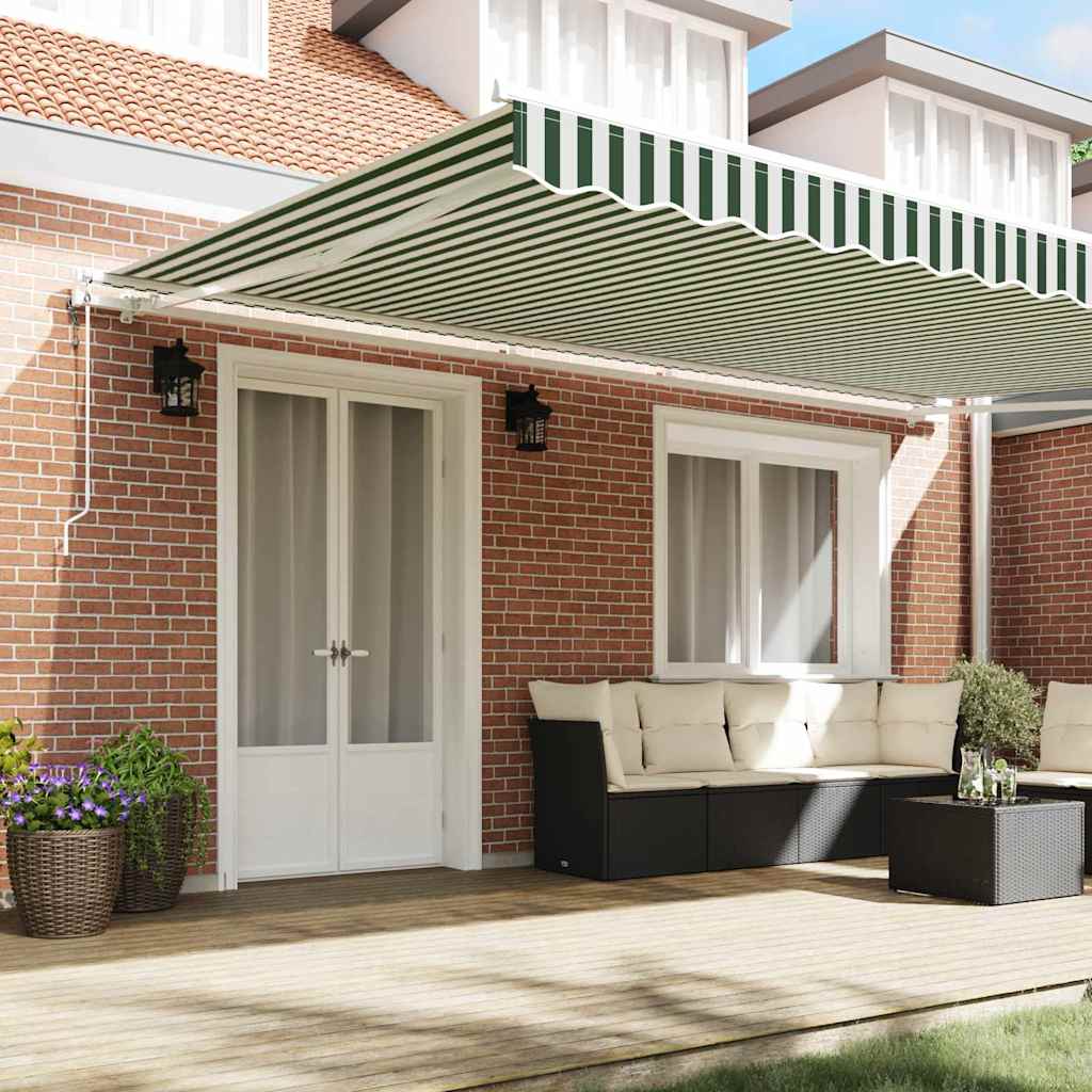 Tenda retrattile Verde e Bianco 500 × 300 cm