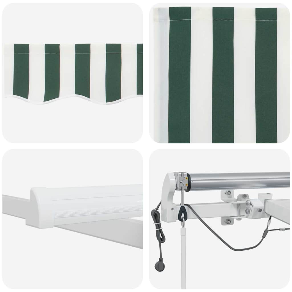 Tenda retrattile Verde e Bianco 500 × 300 cm Poliestere