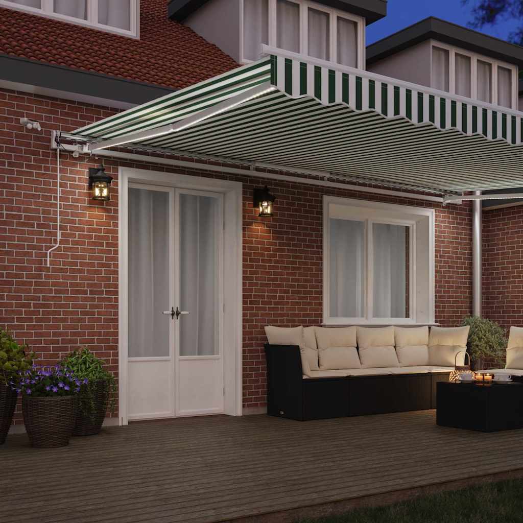 Tenda retrattile Verde e Bianco 500 × 300 cm Poliestere