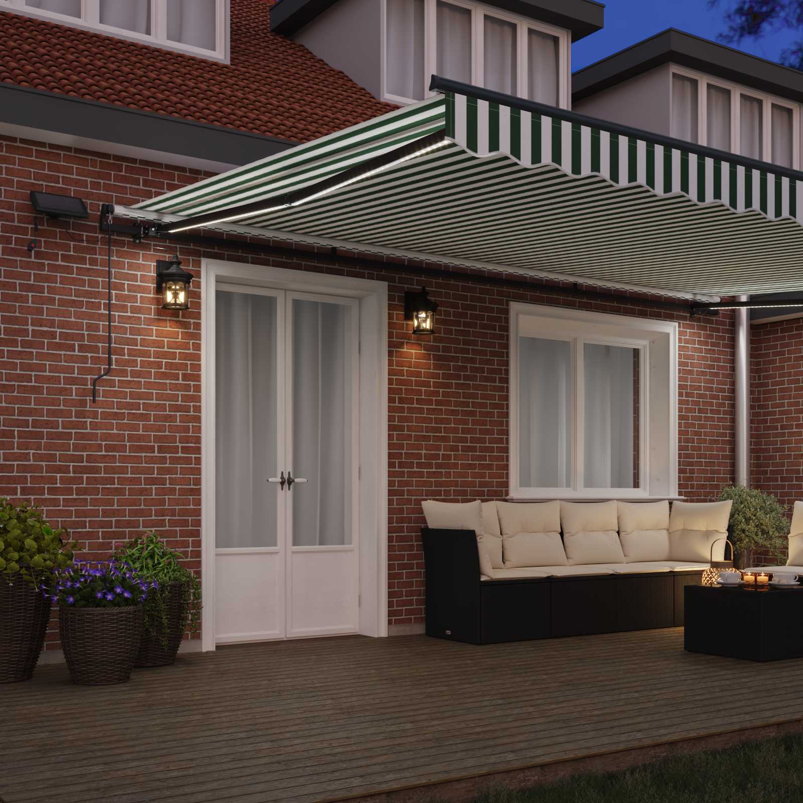 Tenda retrattile Verde e Bianco 500 × 300 cm