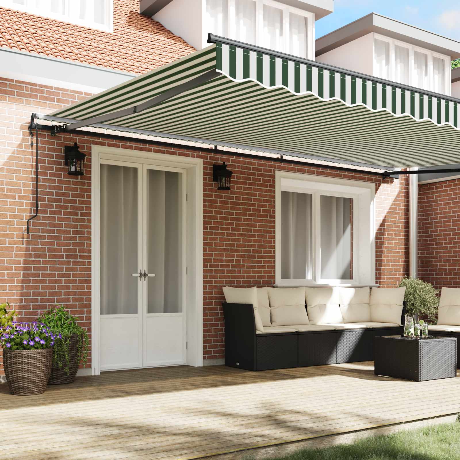 Tenda retrattile Verde e Bianco 500 × 300 cm