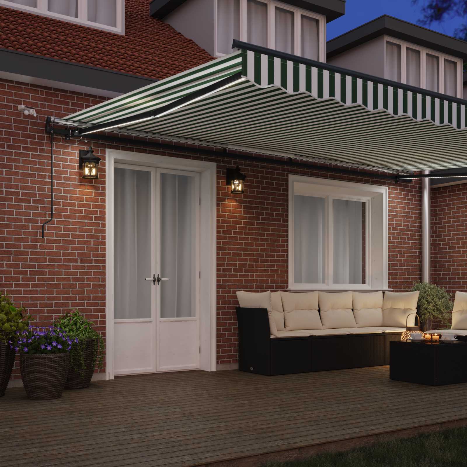 Tenda retrattile Verde e Bianco 500 × 300 cm Poliestere