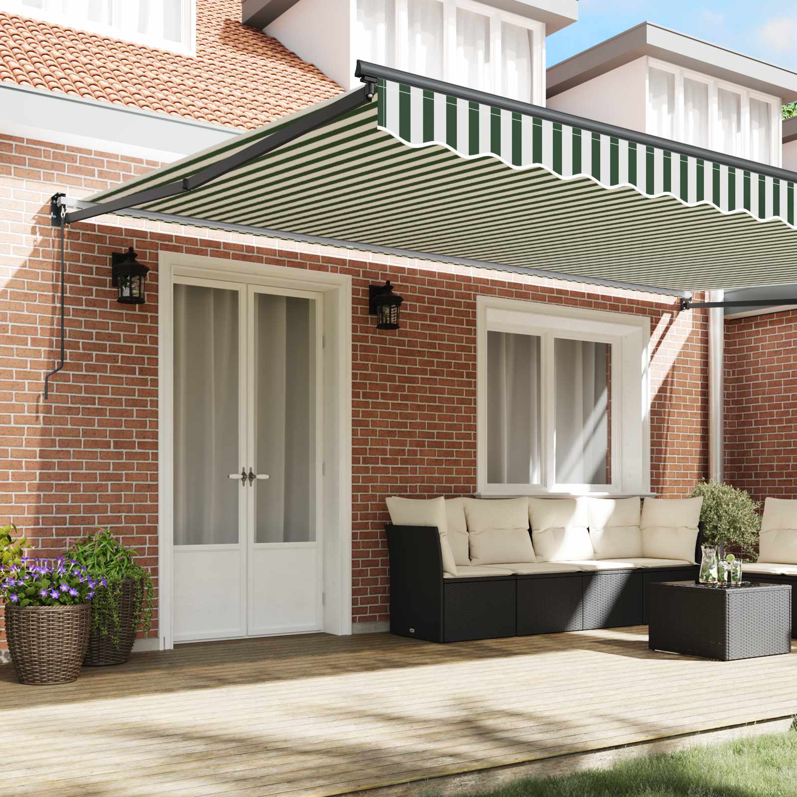Tenda retrattile Verde 500 × 300 cm 100% Poliestere e Alluminio