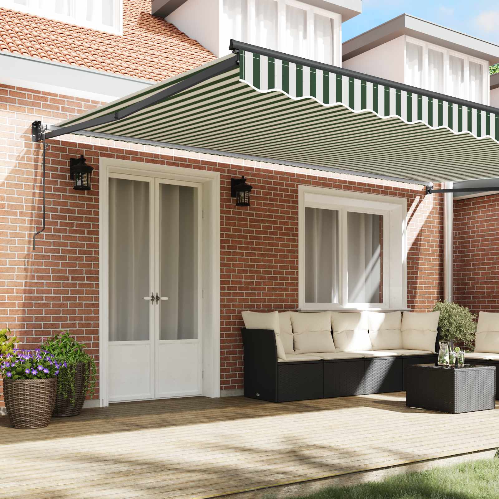 Tenda retrattile Verde e Bianco 500 × 300 cm