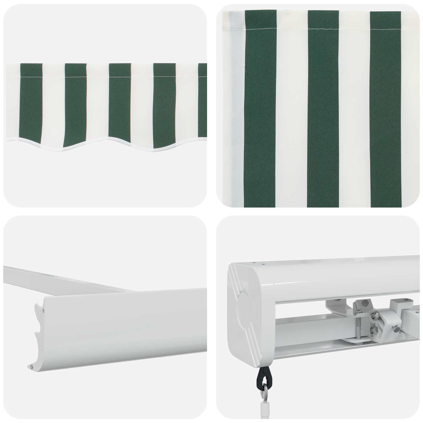 Tenda retrattile Verde e Bianco 500 × 300 cm Tela e Alluminio
