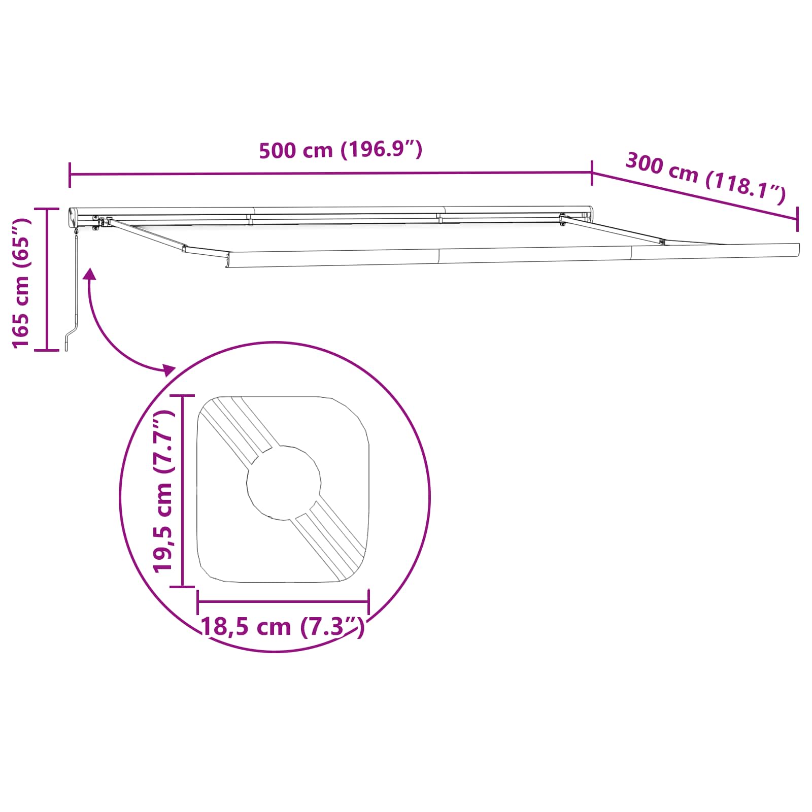 Tenda retrattile Verde e Bianco 500 × 300 cm Tela e Alluminio