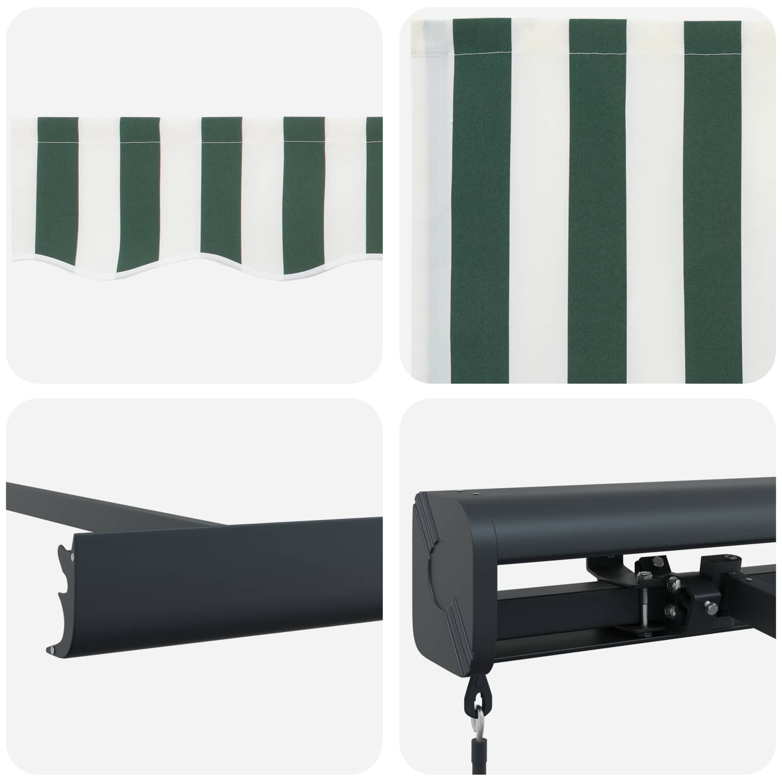 Tenda retrattile Verde e Bianco 500 × 300 cm Tela e Alluminio