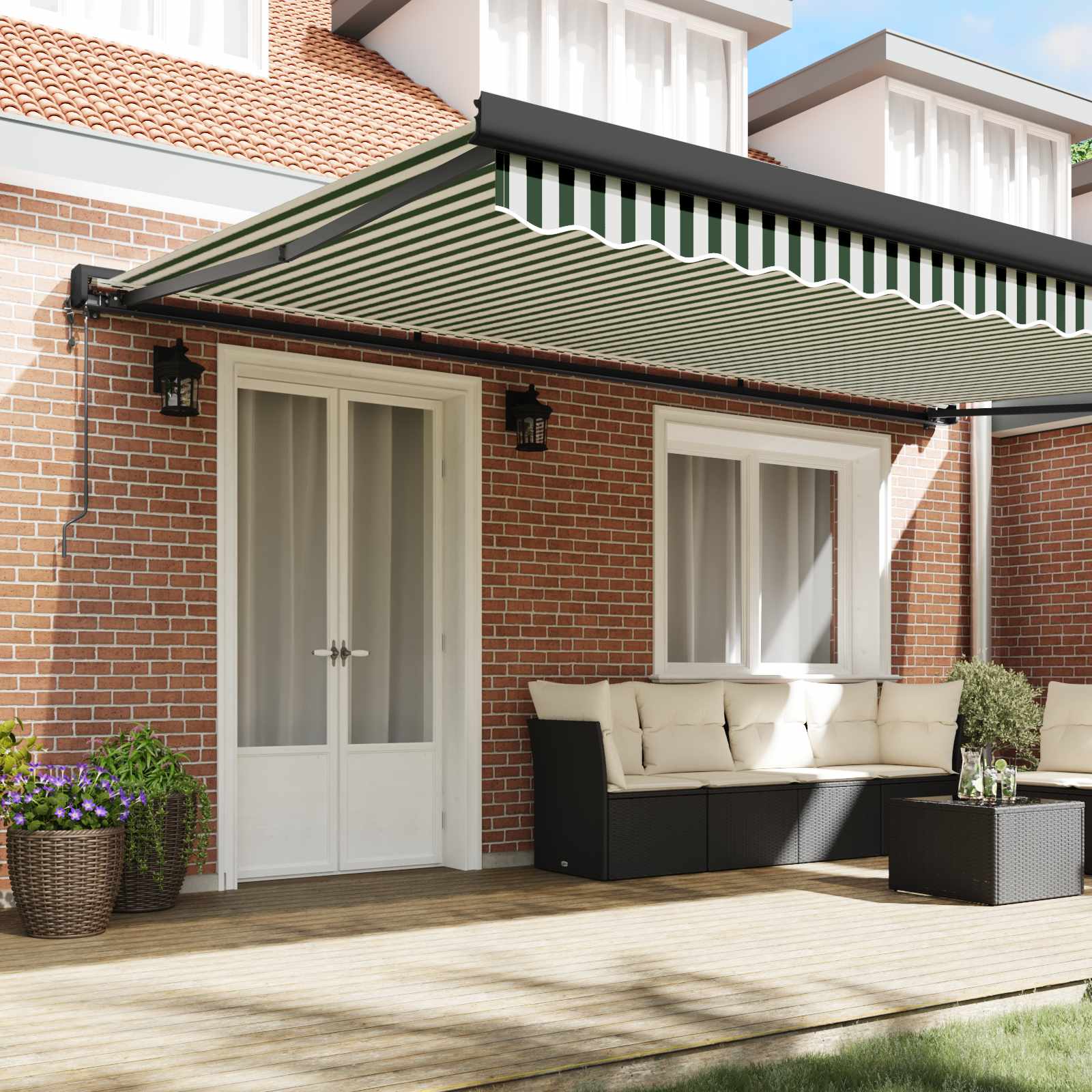 Tenda retrattile Verde e Bianco 500 x 300 x 165 cm