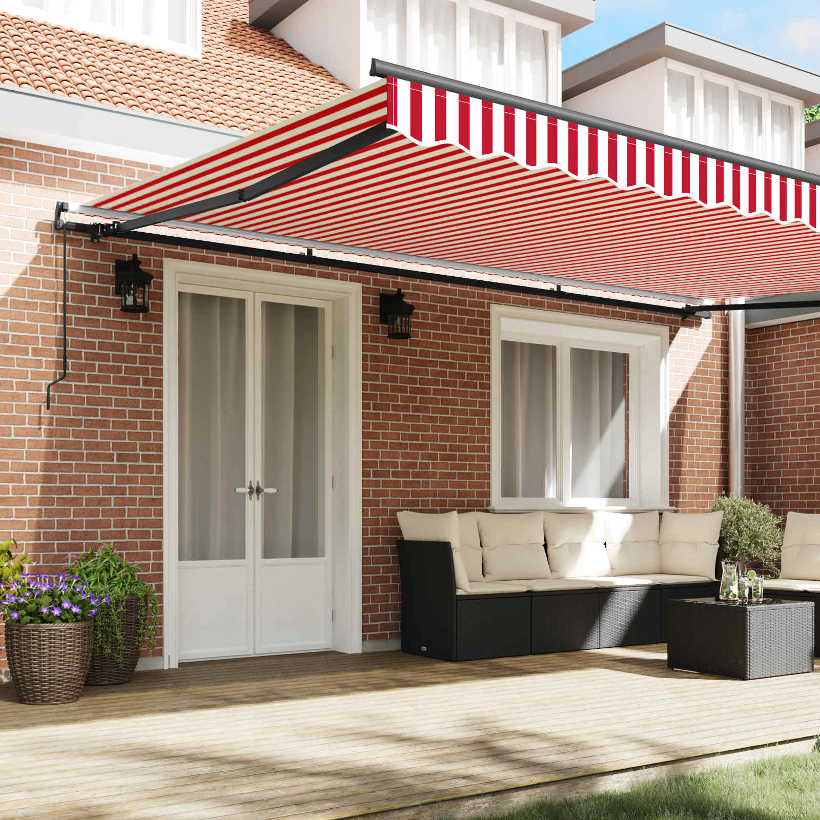 Tenda retrattile Rosso e Bianco 500 × 350 cm