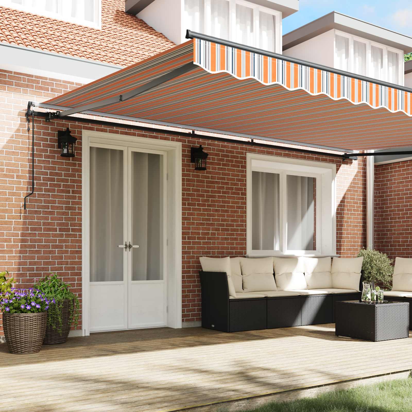 Tenda retrattile Multicolore 500 × 350 cm Tessuto e Alluminio