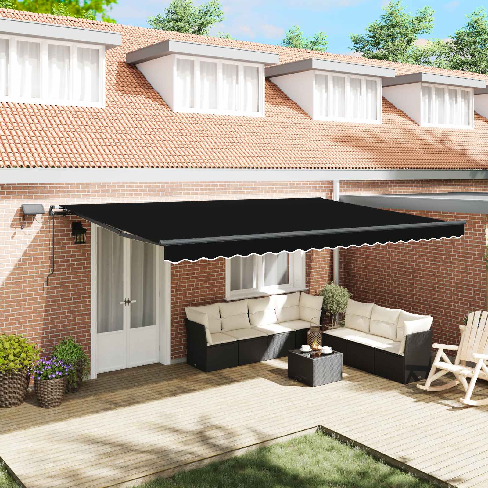 Tenda retrattile Nero 500 × 350 cm Tessuto e Alluminio