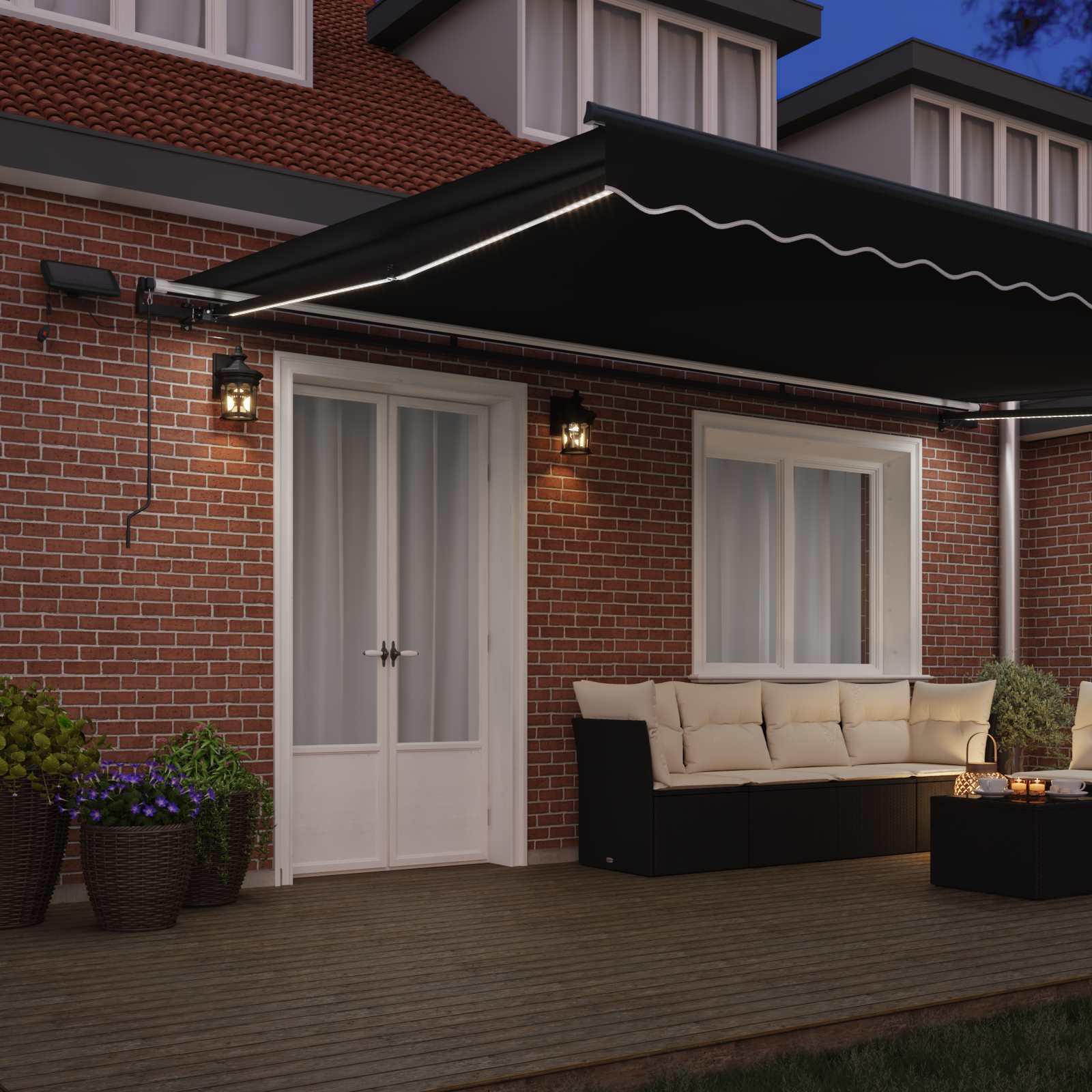 Tenda retrattile Nero 500 × 350 cm Tessuto e Alluminio