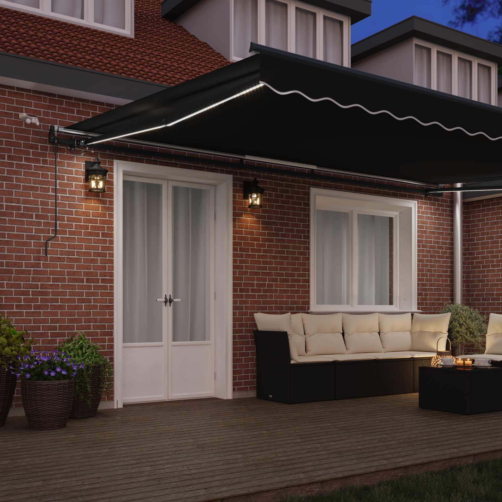 Tenda retrattile Nero 500 × 350 cm Poliestere