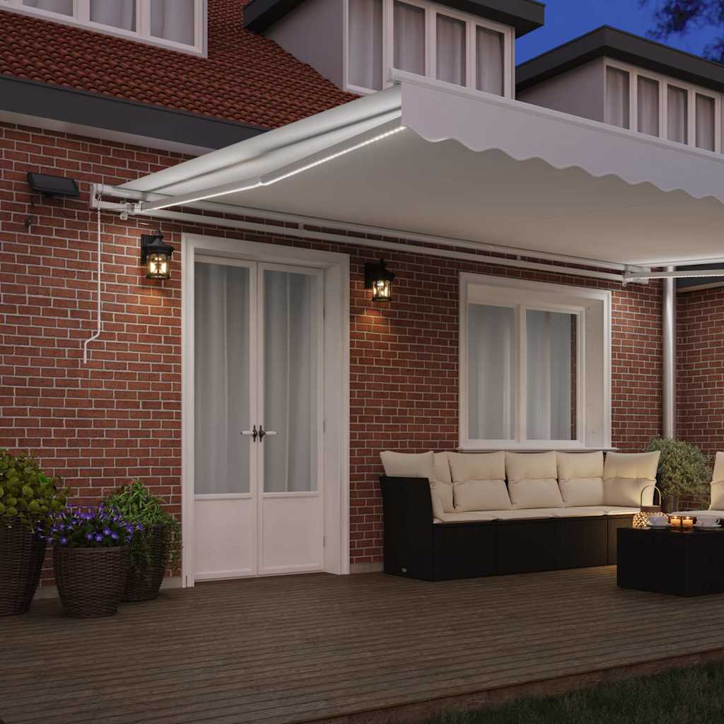 Tenda retrattile Bianco 500 × 350 cm Tessuto e Alluminio