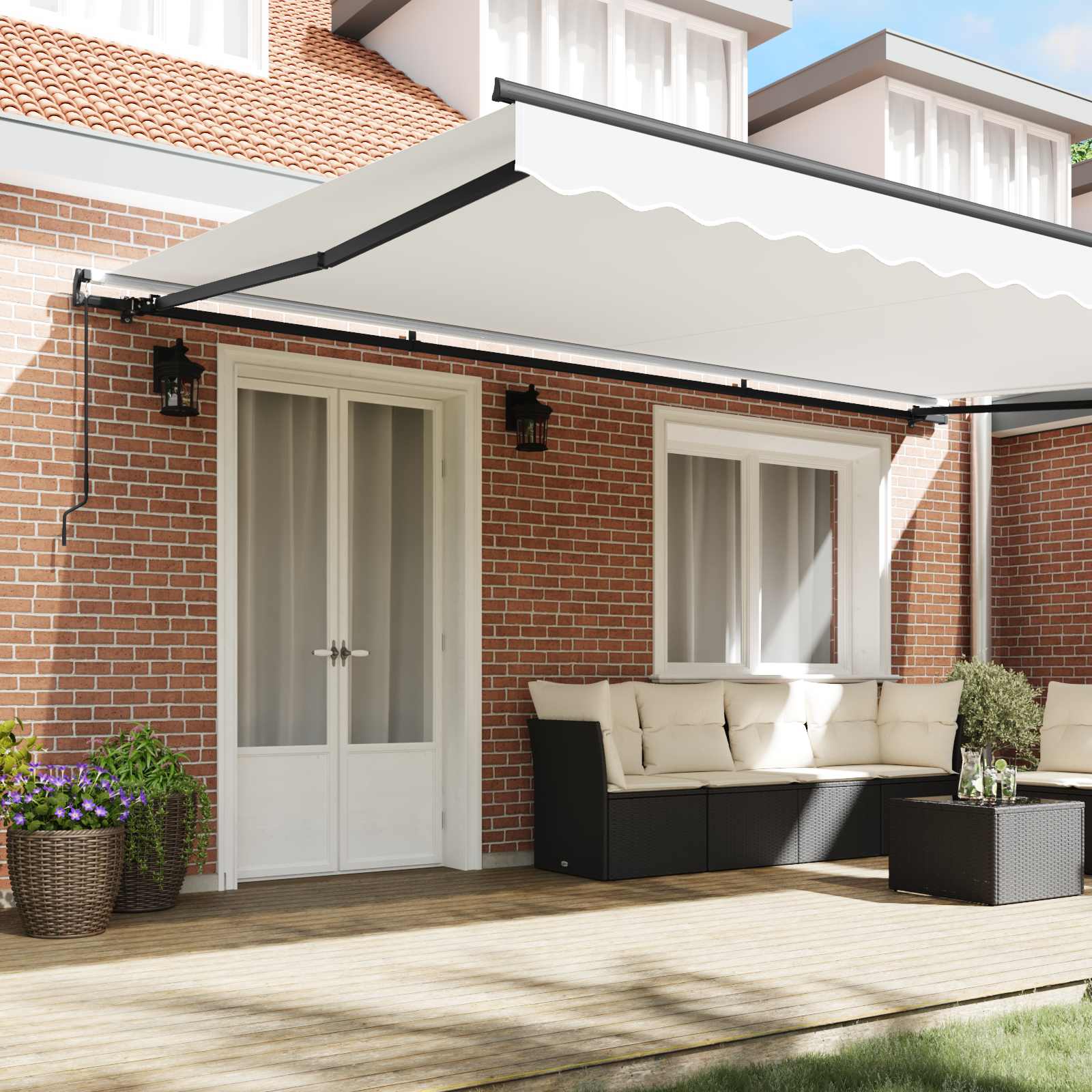 Tenda retrattile Bianco 500 × 350 cm Poliestere e Alluminio