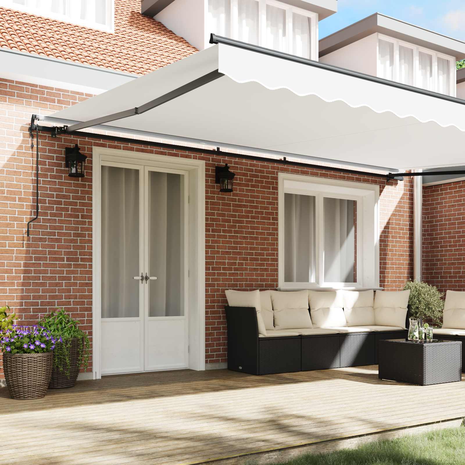 Tenda retrattile Bianco 500 × 350 cm Tessuto e Alluminio