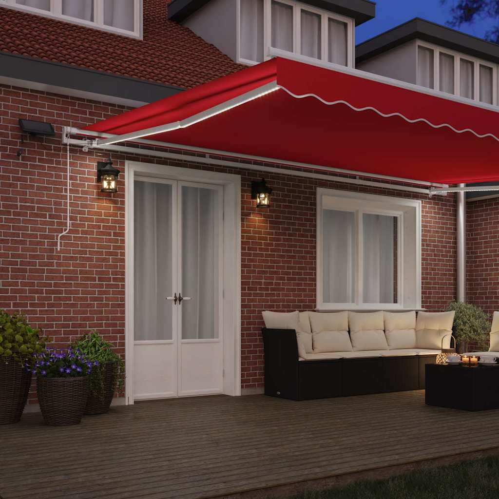 Tenda retrattile Rosso 500 × 350 cm Tessuto e Alluminio