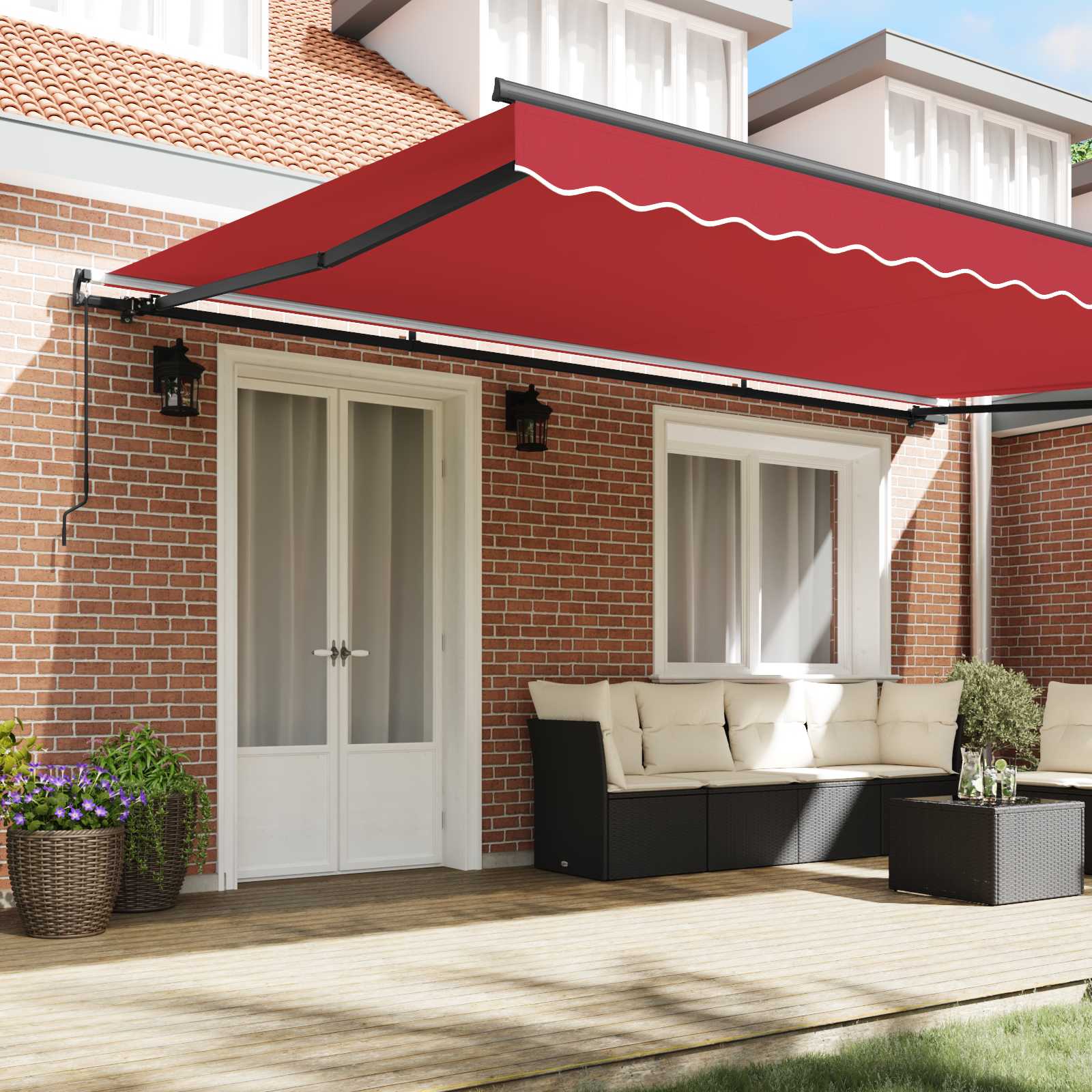 Tenda retrattile Rosso 500 × 350 cm Poliestere e Alluminio
