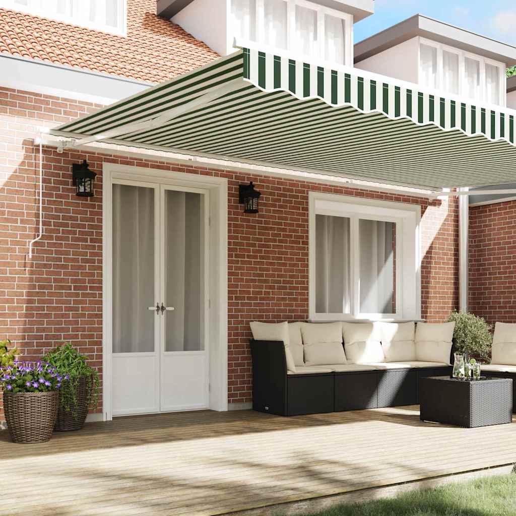 Tenda retrattile Verde e Bianco 500 × 350 cm