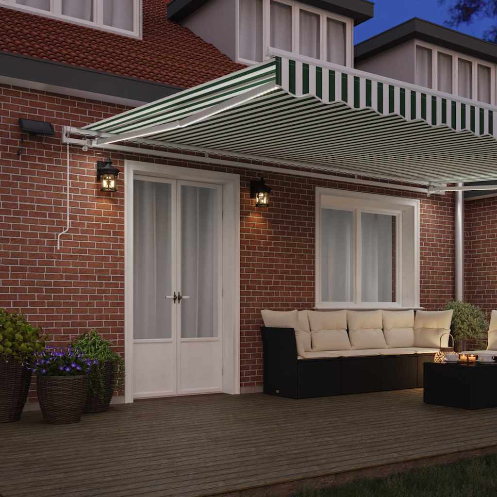 Tenda retrattile Verde e Bianco 500 × 350 cm