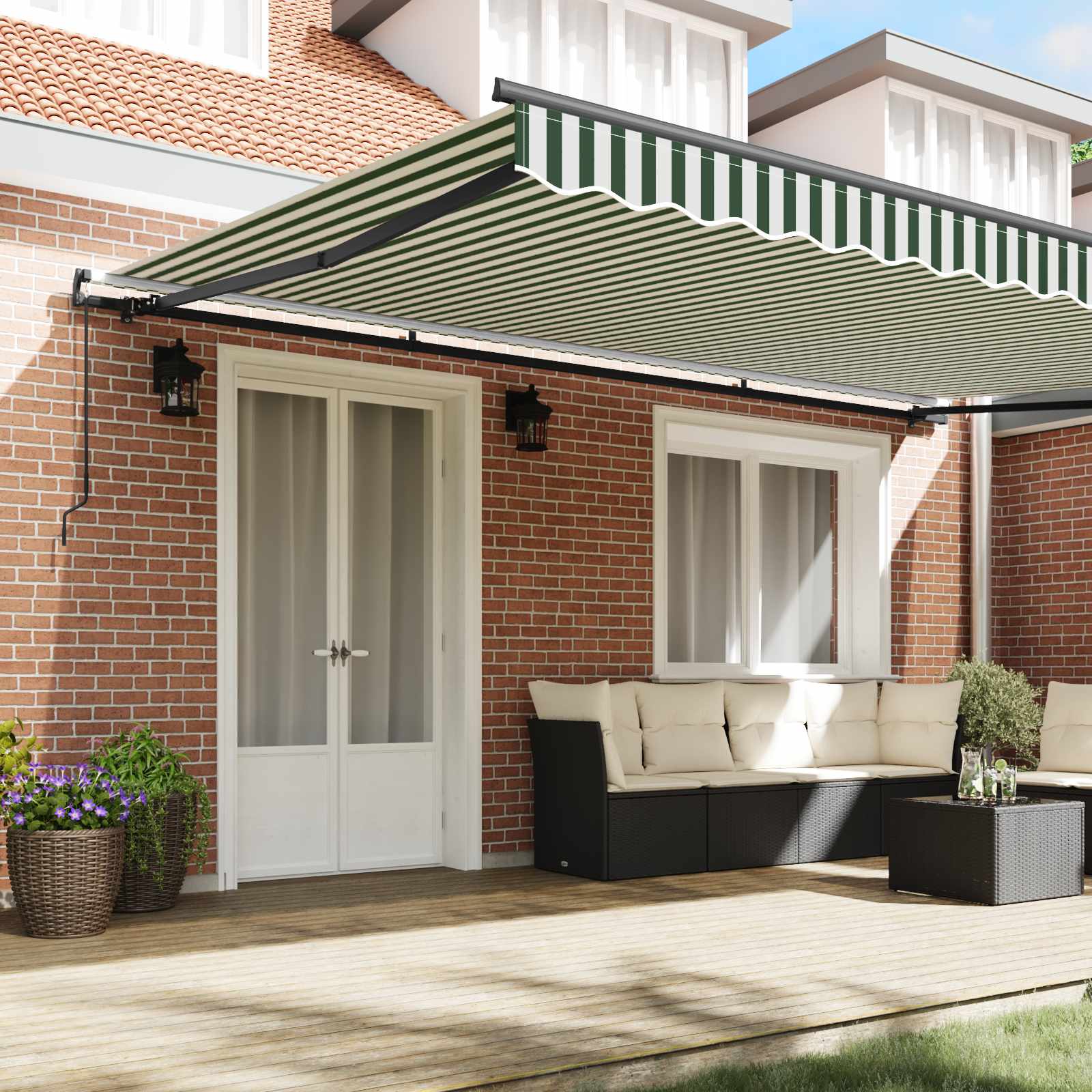 Tenda retrattile Verde e Bianco 500 × 350 cm