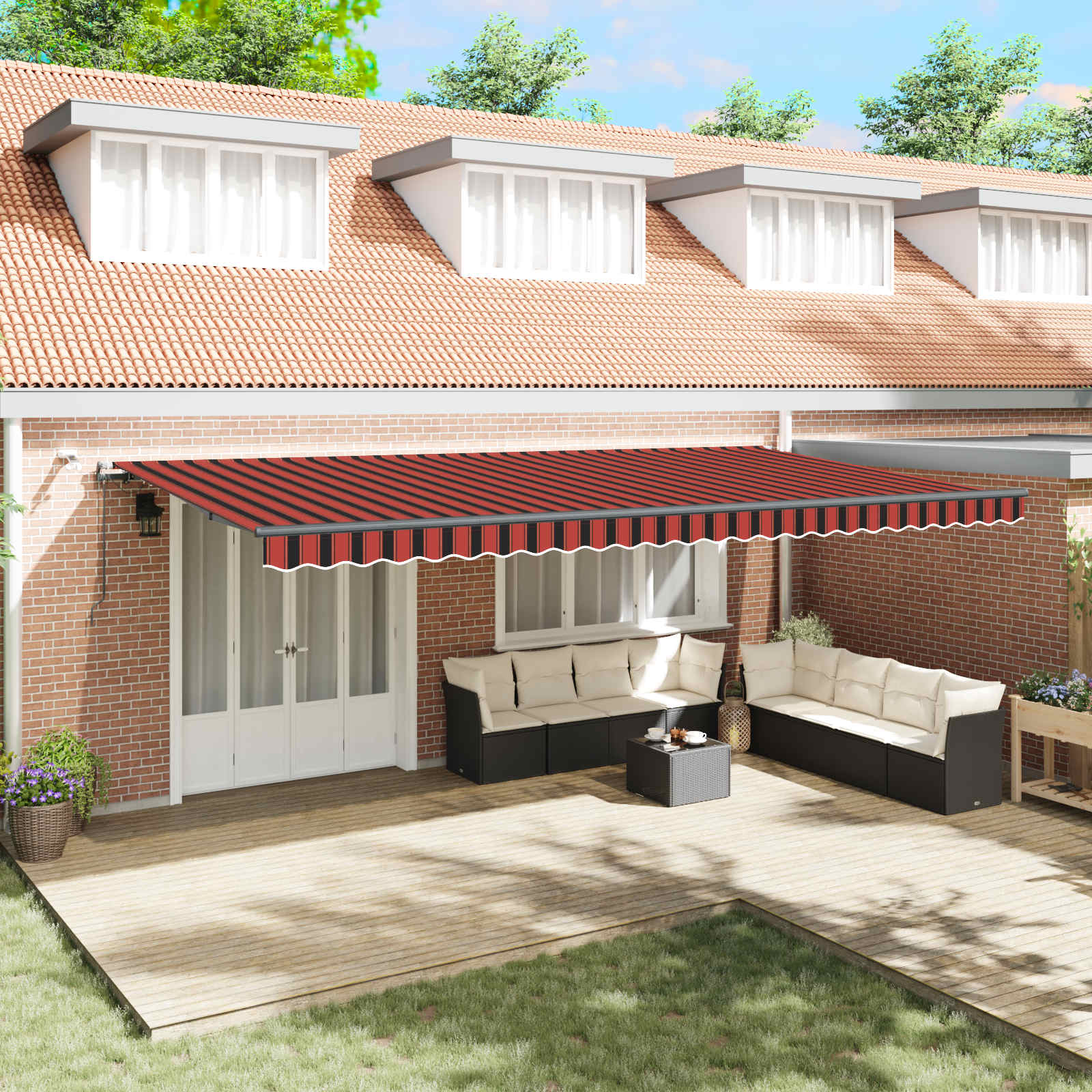 Tenda retrattile arancione e marrone 600 × 300 cm Poliestere
