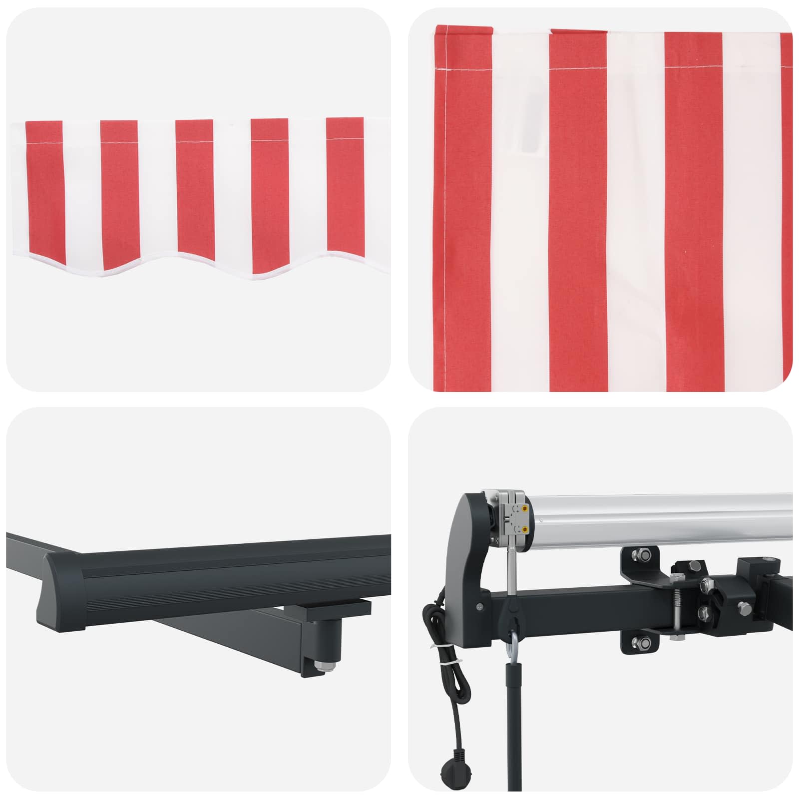 Tenda retrattile Rosso e Bianco 600 × 300 cm