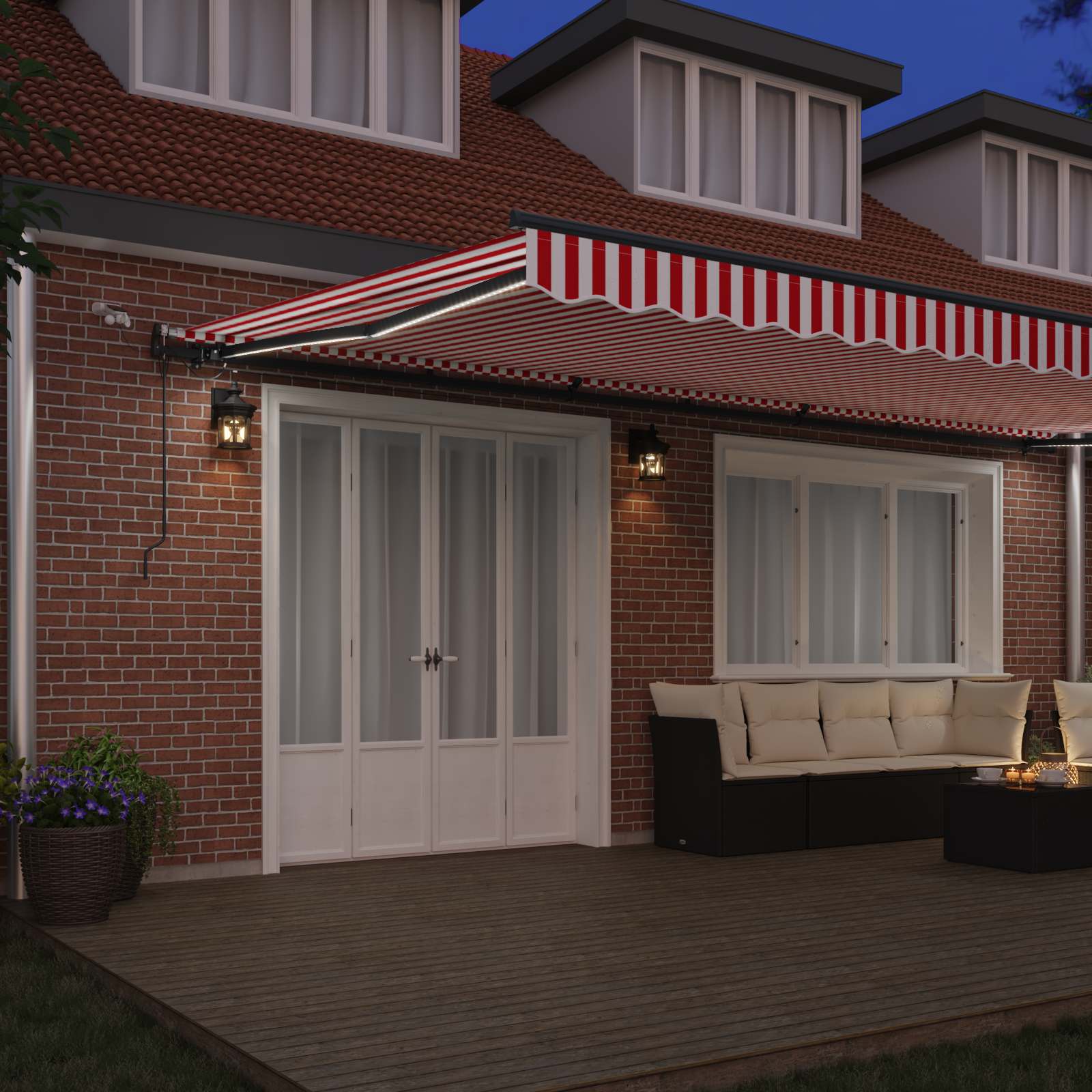Tenda retrattile Rosso e Bianco 600 × 300 cm Poliestere