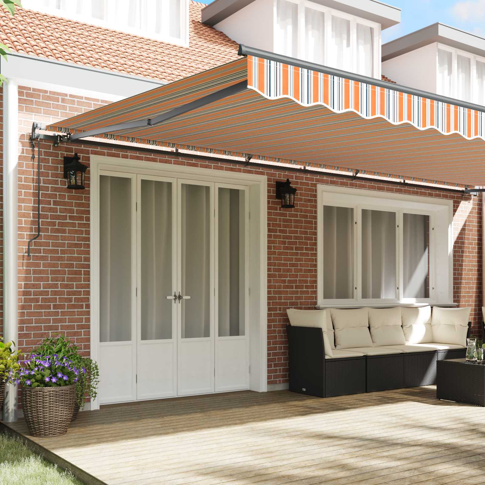 Tenda retrattile Multicolore 600 × 300 cm Tessuto e Alluminio