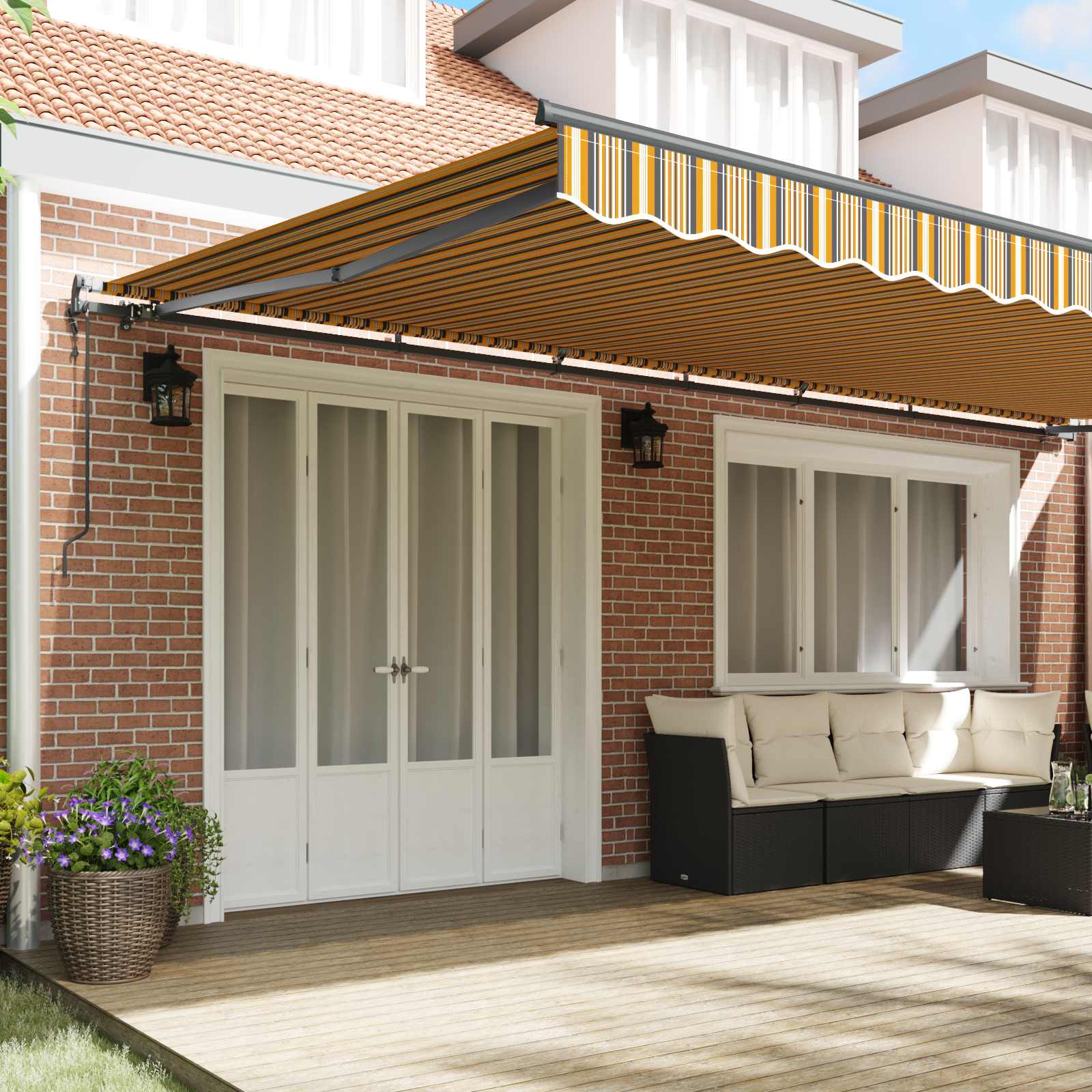 Tenda retrattile Multicolore 600 × 300 cm Tessuto e Alluminio