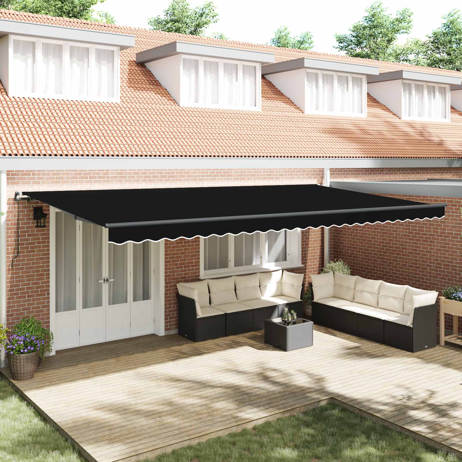 Tenda retrattile Nero 600 × 300 cm Poliestere e Alluminio