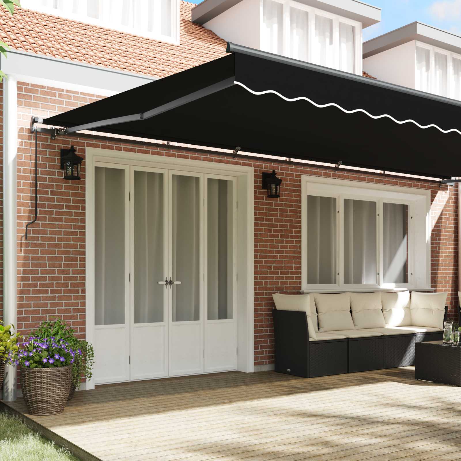 Tenda retrattile Nero 600 × 300 cm Poliestere e Alluminio
