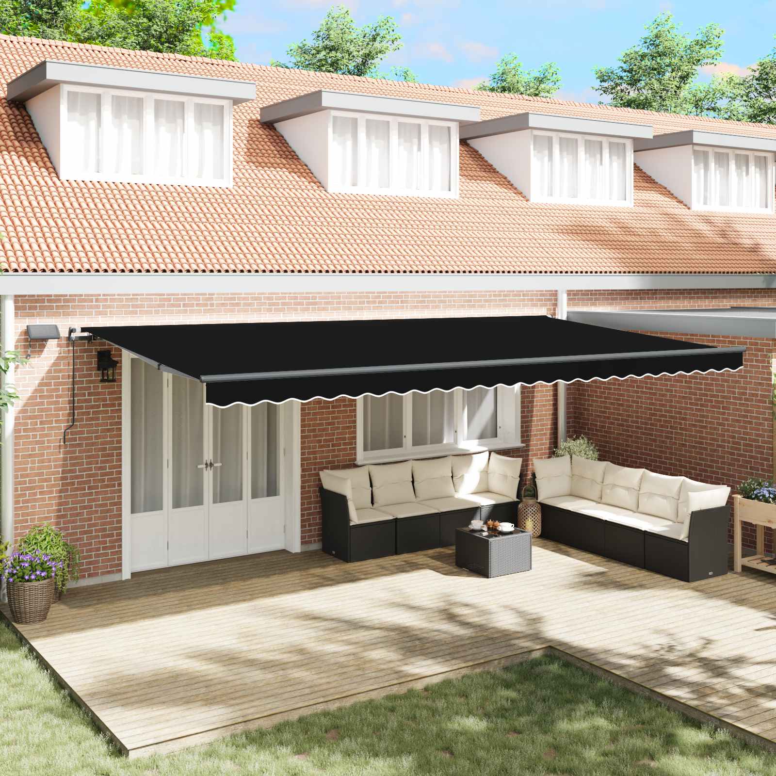 Tenda retrattile Nero 600 × 300 cm Tessuto e Alluminio