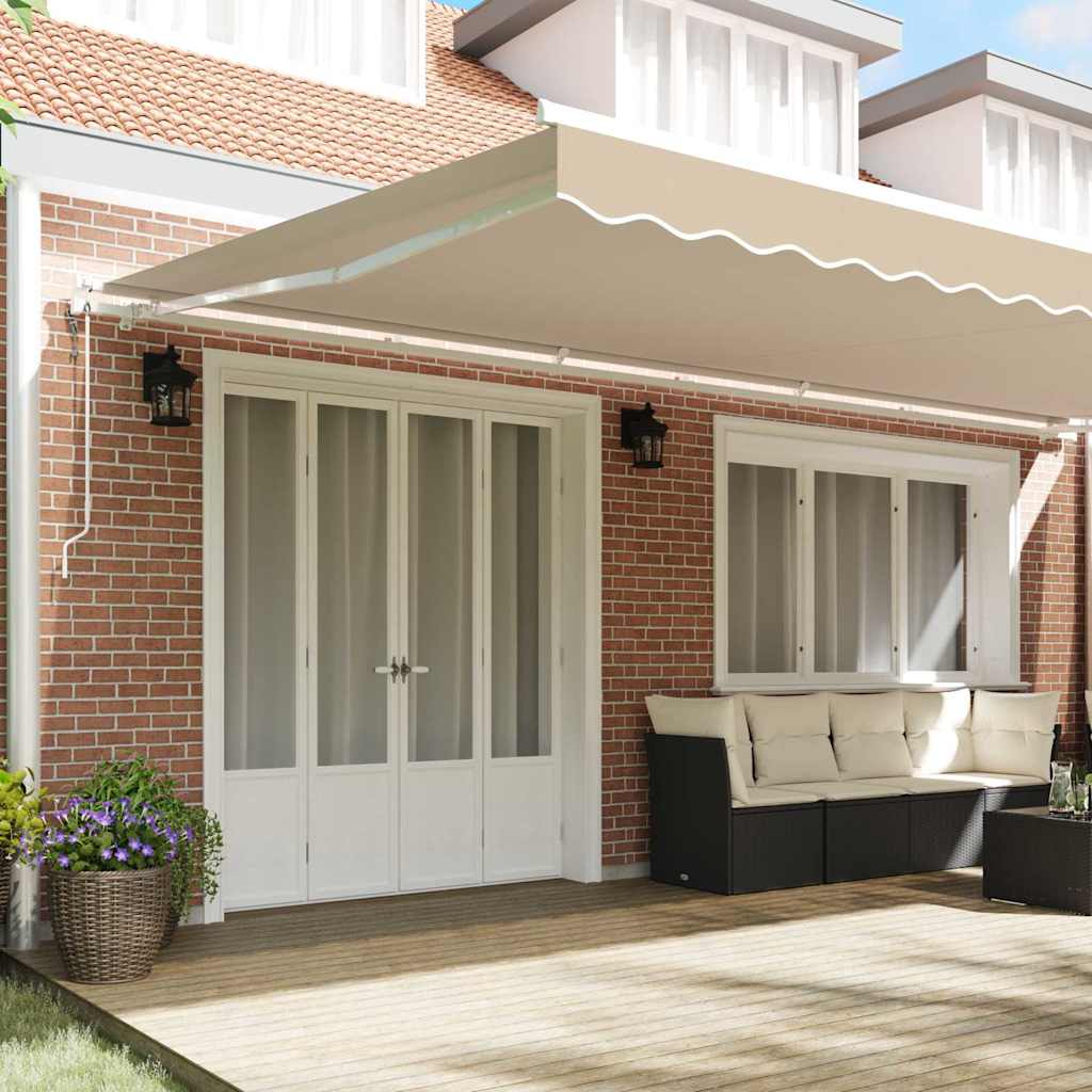 Tenda retrattile Beige 600 × 300 cm Tessuto e Alluminio