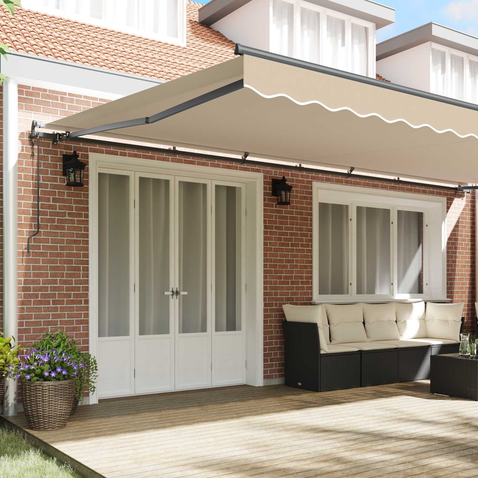 Tenda retrattile Beige 600 × 300 cm Tessuto e Alluminio