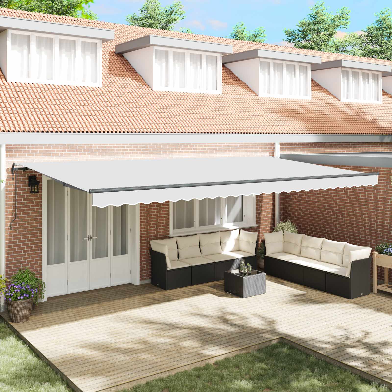 Tenda retrattile Bianco 600 × 300 cm Tessuto e Alluminio