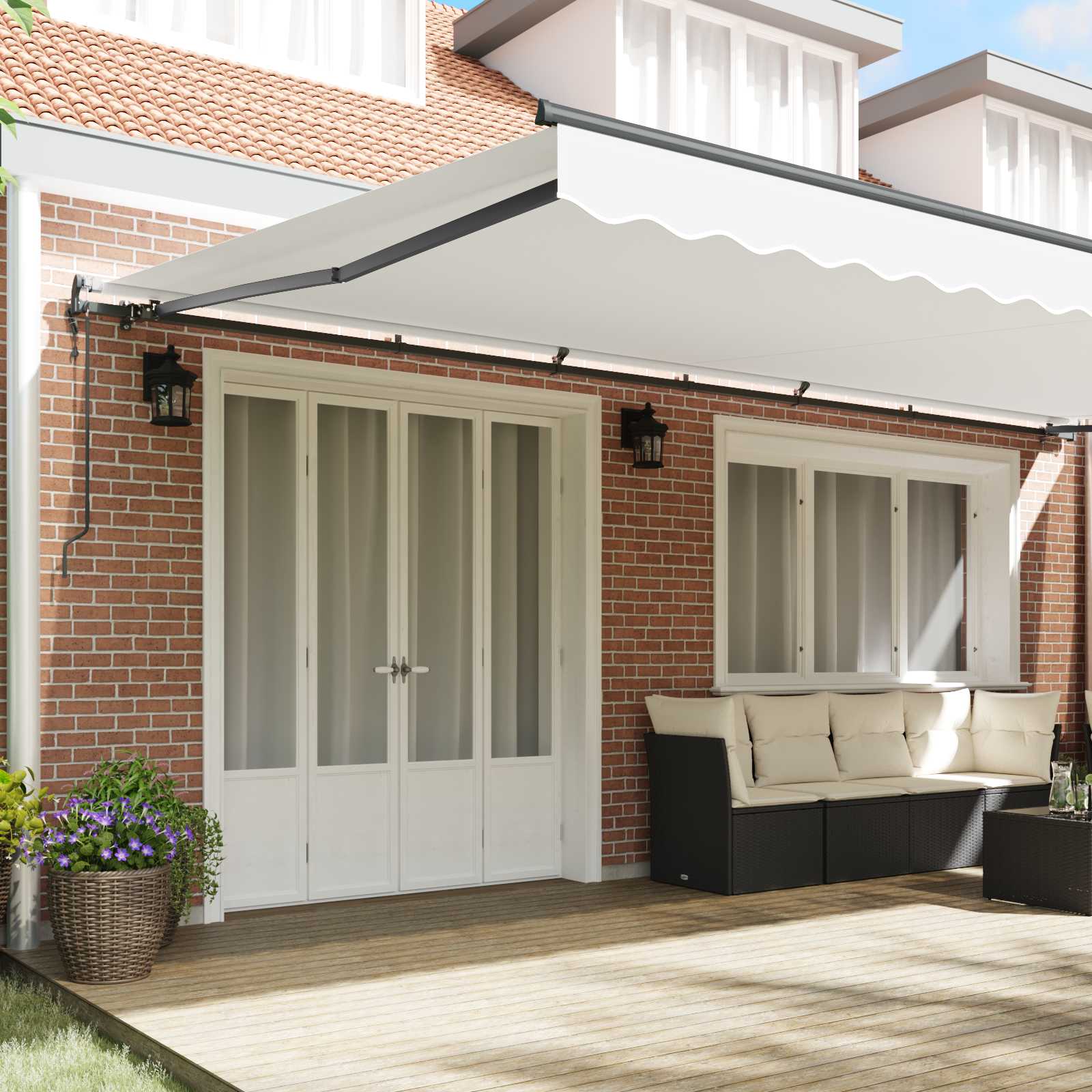 Tenda retrattile Bianco 600 × 300 cm Tessuto e Alluminio