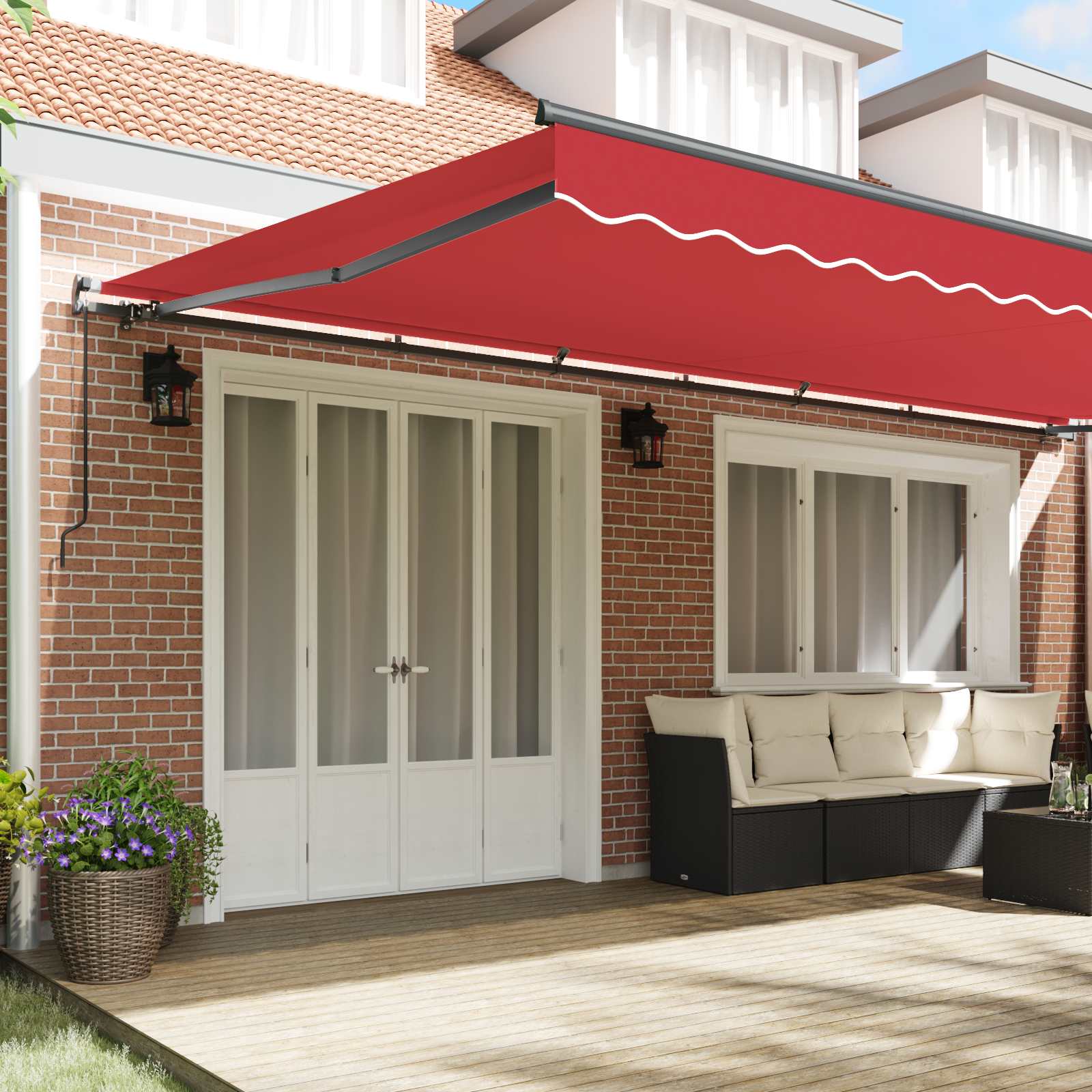 Tenda retrattile Rosso 600 × 300 cm Poliestere e Alluminio