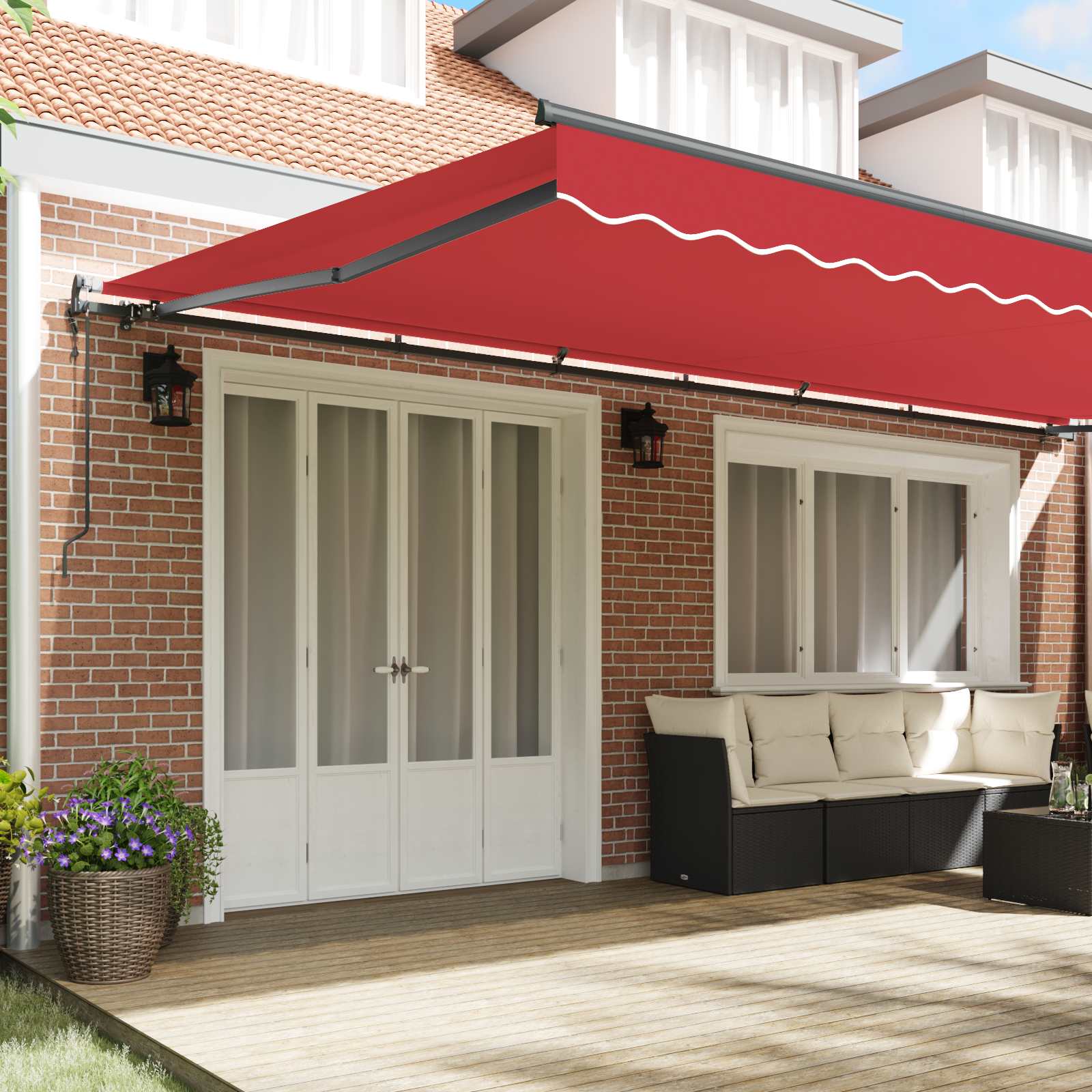 Tenda retrattile Rosso 600 × 300 cm Tessuto e Alluminio