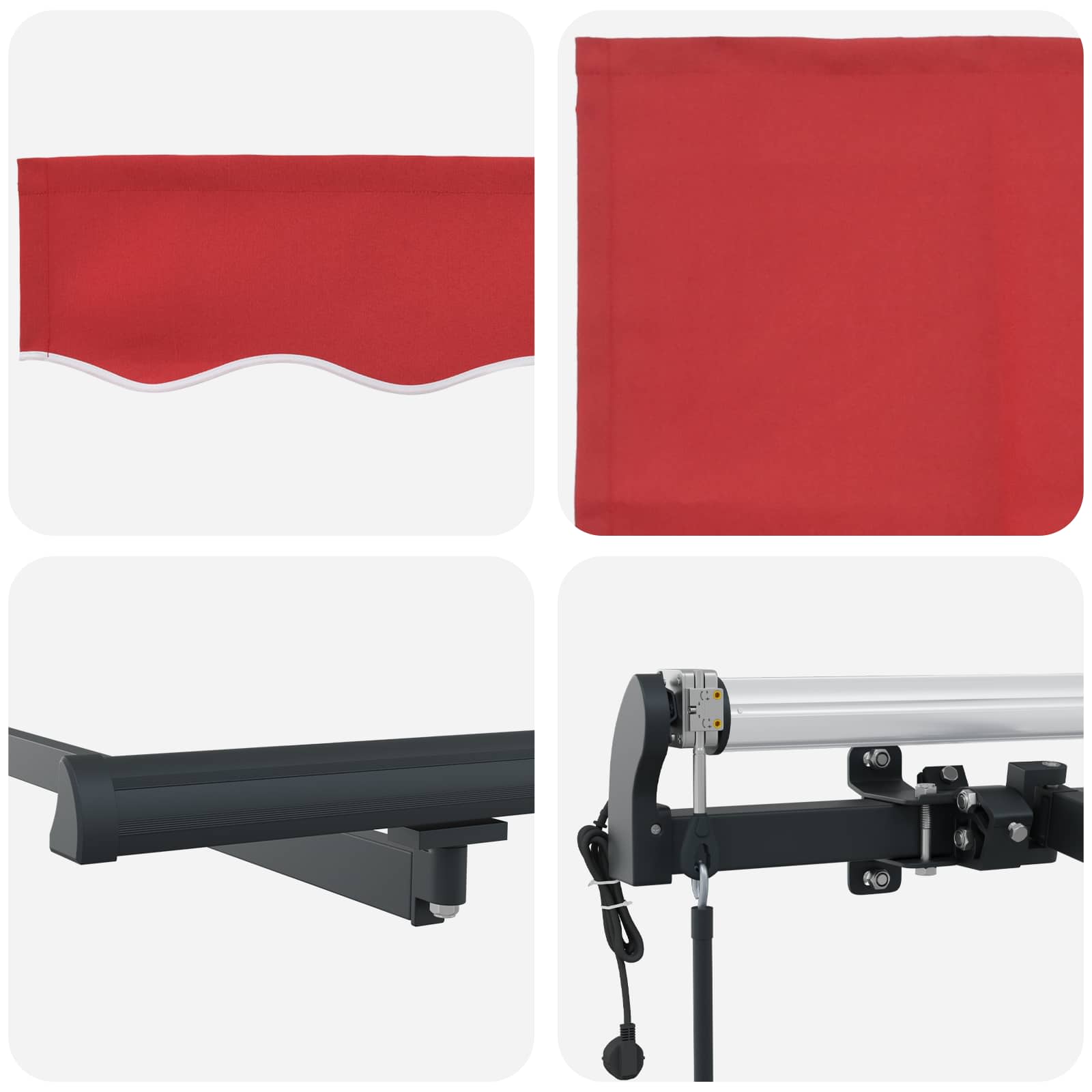 Tenda retrattile Rosso 600 × 300 cm Tessuto e Alluminio