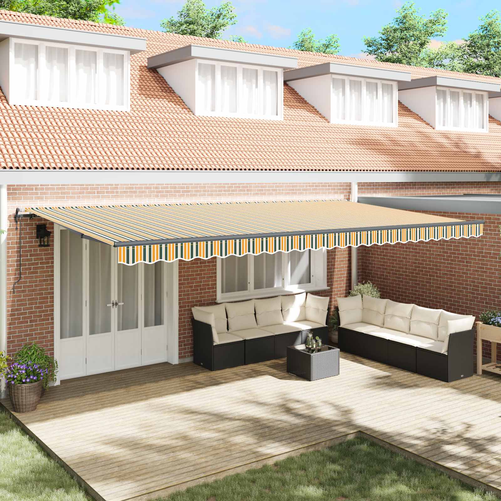 Tenda retrattile Verde e giallo 600 × 300 cm