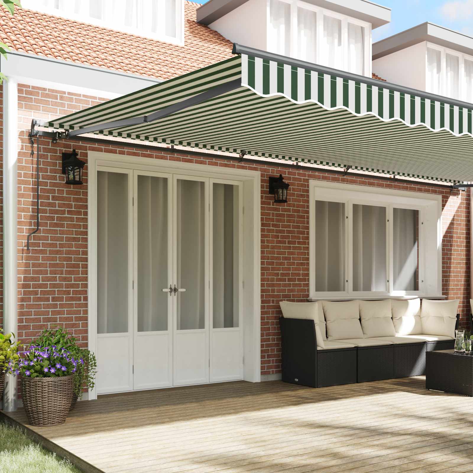 Tenda retrattile Verde e Bianco 600 × 300 cm