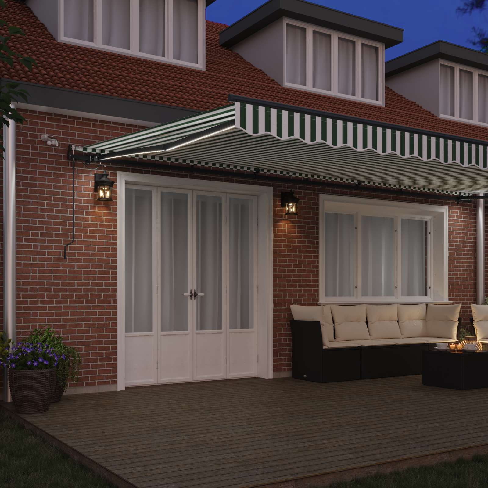 Tenda retrattile Verde e Bianco 600 × 300 cm Poliestere